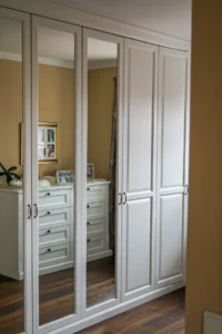 Einbauschrank mit Füllungen und profilierter Passleiste